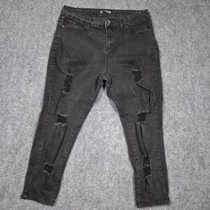 Sandpiper Womens‎ Distressed Skinny Jeans Faded Black High Rise Cropped Size 16